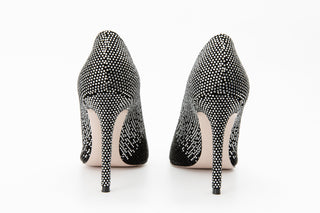 The Bago Black & Silver Glitter Leather Pump Women Shoe - Glamourous Grace