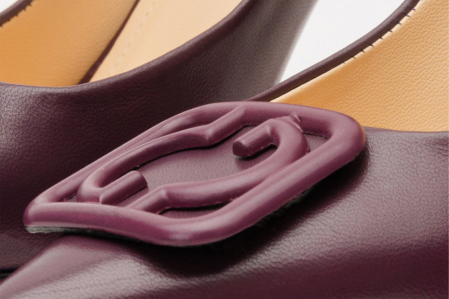 The Maneadero Dark Purple Leather Pump Fuchsia Sole Women Shoe - Glamourous Grace