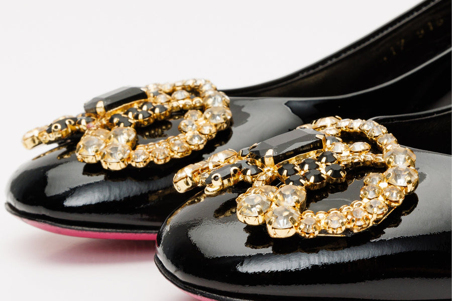 The Foggia Black Leather Block Heel Pump Women Shoe - Glamourous Grace