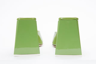 The Butterfly Block Heel Green Patent Leather Sandal Final Sale! - Glamourous Grace