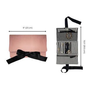 Large Jewelry Roll, Travel Pouch – Pink/Blush - Glamourous Grace