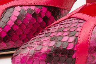 The Toskana Fuchsia Pythn Leather Block Heel Pump Women Shoe - Glamourous Grace