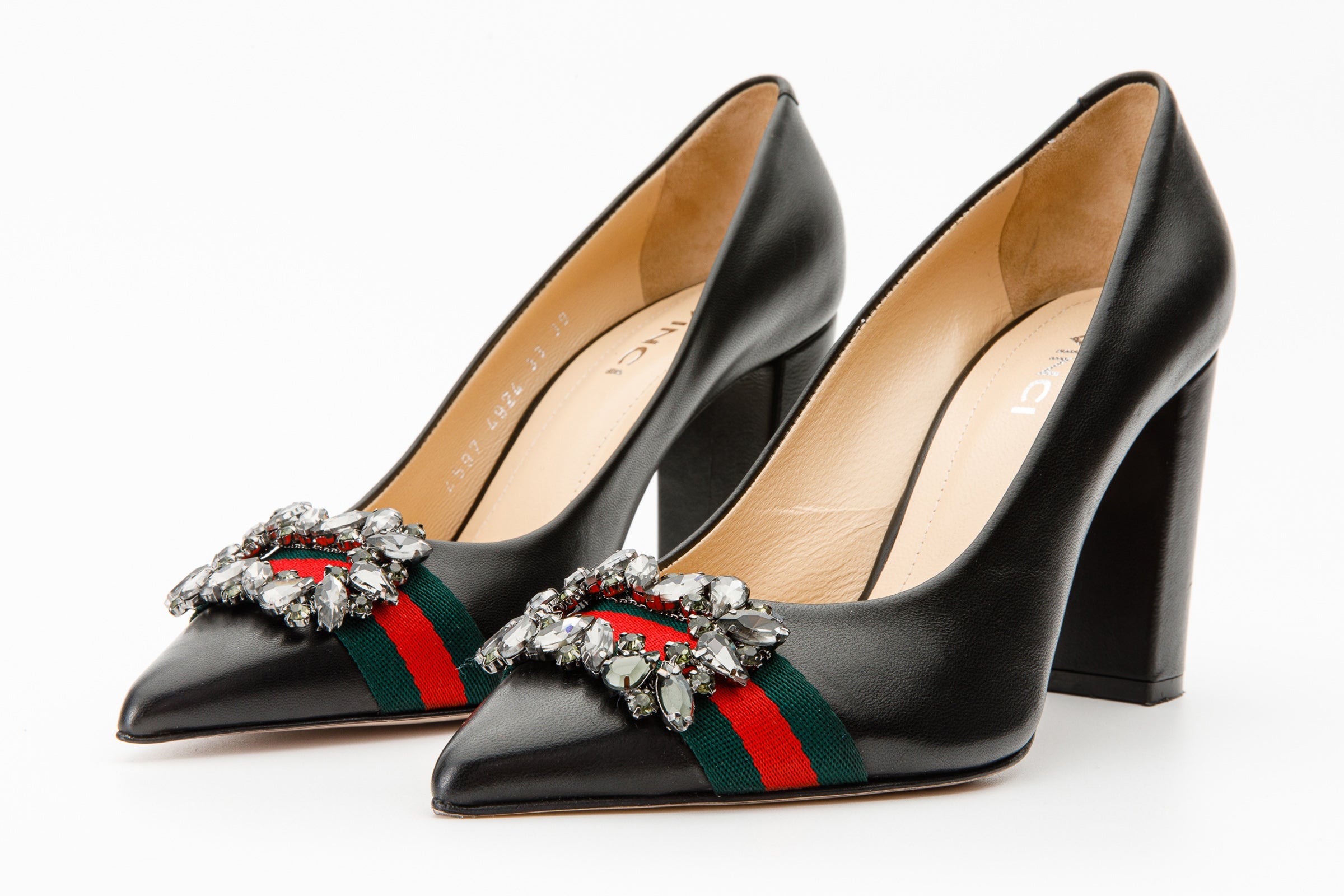 The Afega Black Leather Block Heel Pump Women Shoe - Glamourous Grace