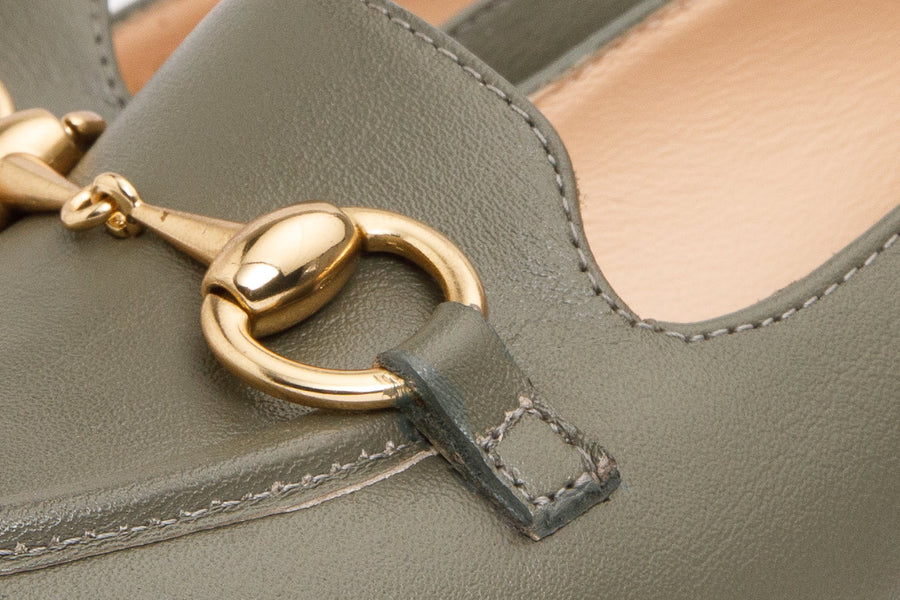 The Delhi Green Leather Block Heel Pump Women Shoe - Glamourous Grace