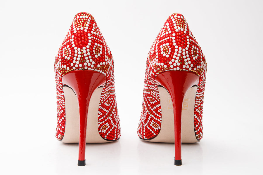 The Nampula Red Glitter Leather Pump Women Shoe - Glamourous Grace