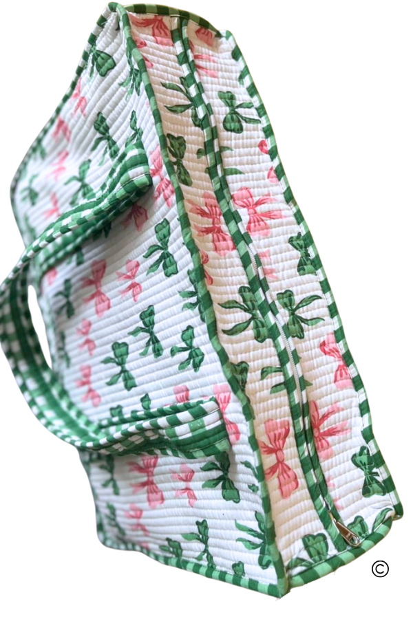 SC - Southern Belle Pink and Green Bow Tote bag - Glamourous Grace