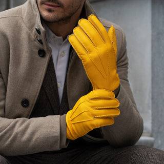 Matteo (yellow) - Italian gloves made of American deerskin leather with cashmere lining - Glamourous Grace