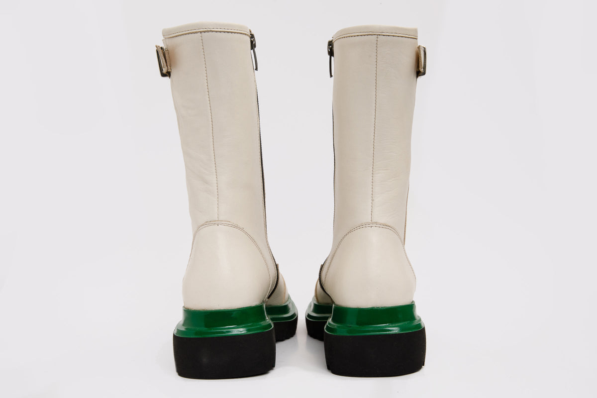 The Yako Cream Leather Mid Calf Women Boot Final Sale!