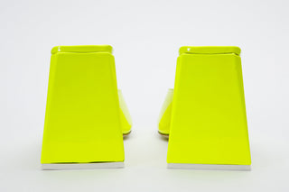 The Butterfly Block Heel Neon Yellow Patent Leather Sandal Final Sale! - Glamourous Grace