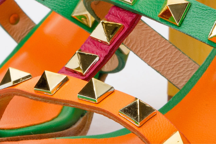 The Nejapa Block Heel Multicolor Leather Women Sandal - Glamourous Grace