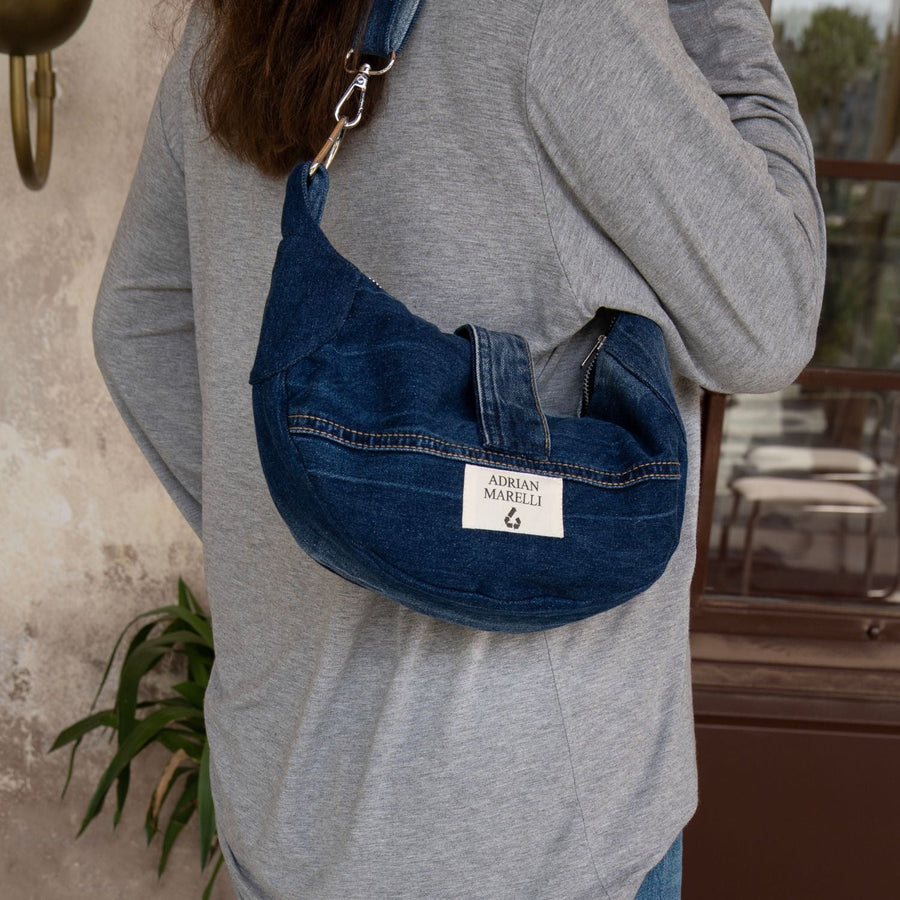 Brooklyn Crescent — Upcycled Denim Crossbody
