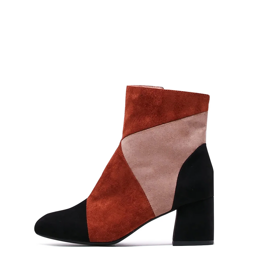 Marino Patchwork Suede Booties - Glamourous Grace