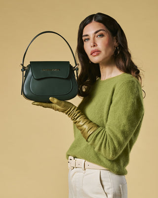 Ottavia (green) - Italian calf leather women's crossbody bag (with shoulder strap) - Glamourous Grace