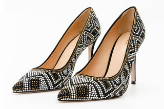 The Nampula Black Glitter Leather Pump Women Shoe - Glamourous Grace