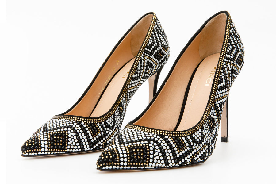 The Nampula Black Glitter Leather Pump Women Shoe - Glamourous Grace