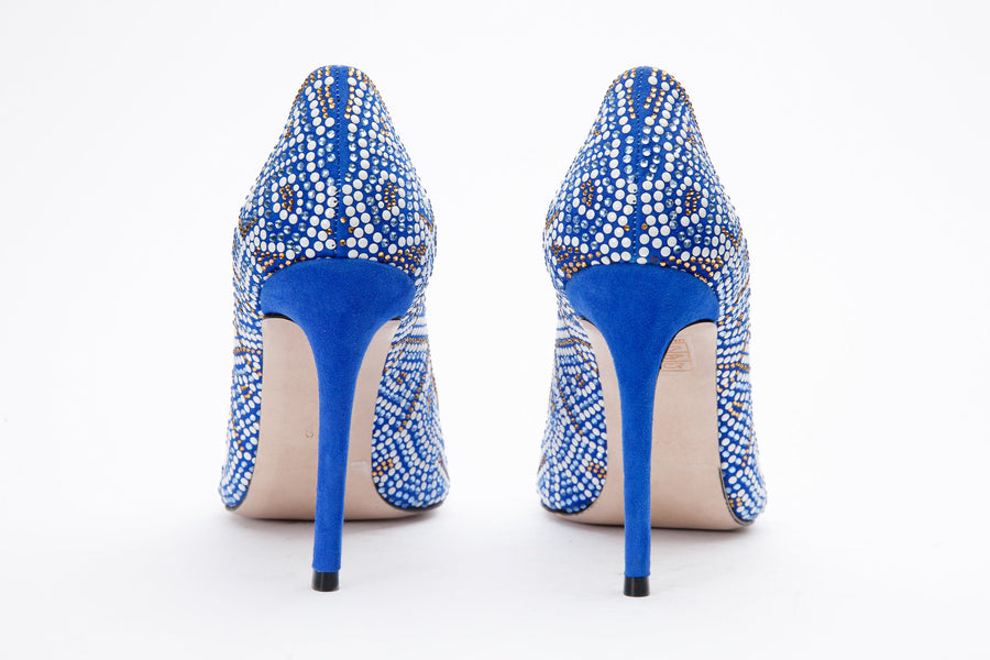 The Nampula Sax Blue Glitter Leather Pump Women Shoe - Glamourous Grace