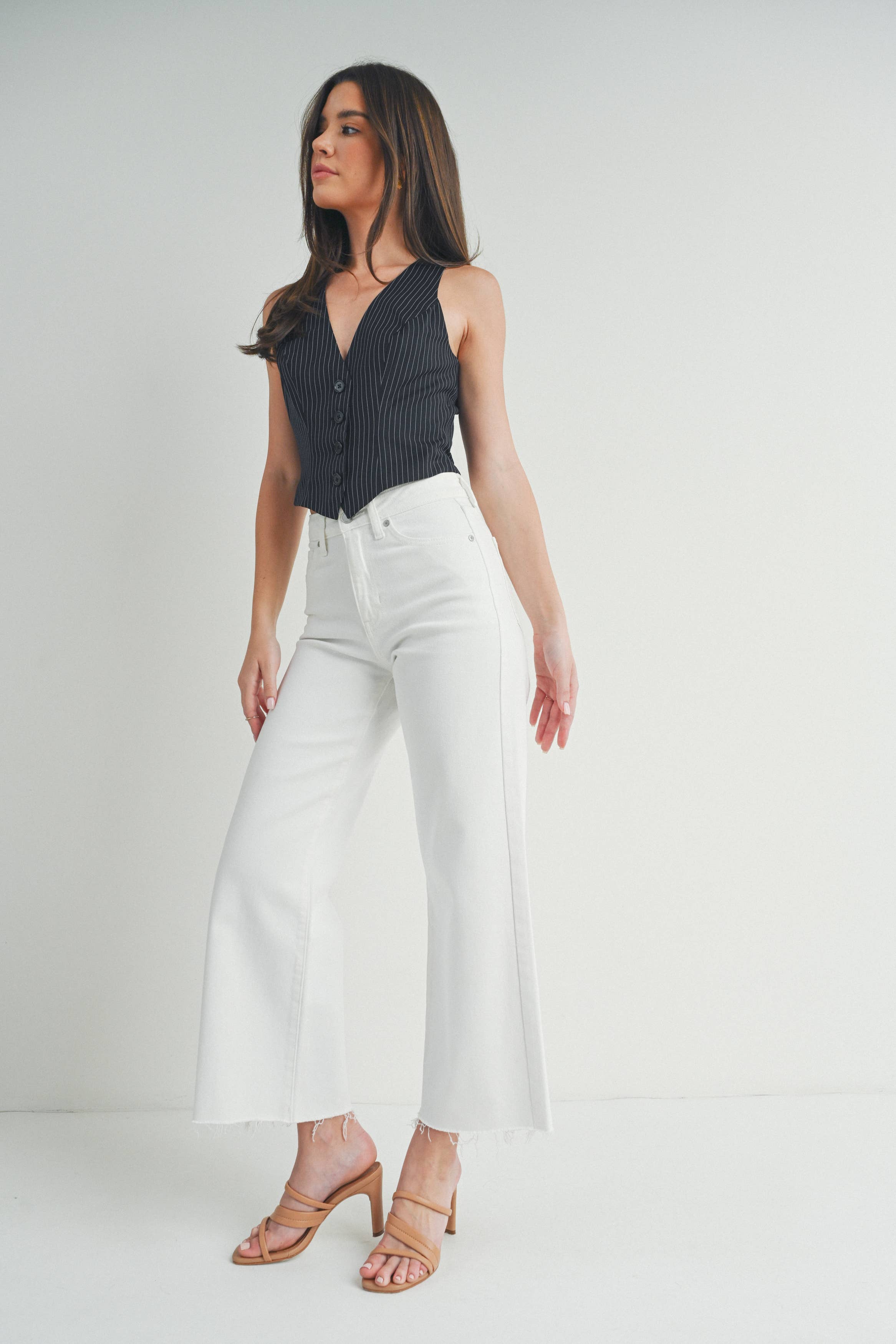 Bianca White Slim Wide Leg
