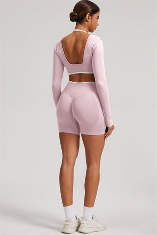 The Elevate Long Sleeve Crop top Shorts 2-Piece Set