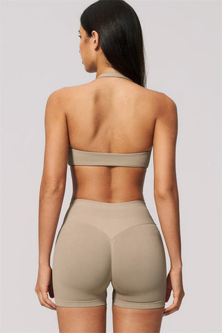 The Velvetine Halter Sports Bra Shorts 2-Piece Set