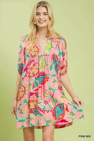 Umgee Paisley Print Mini Dress - Glamourous Grace