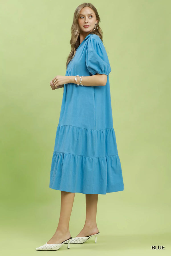 Umgee Solid Tiered Midi Dress - Glamourous Grace