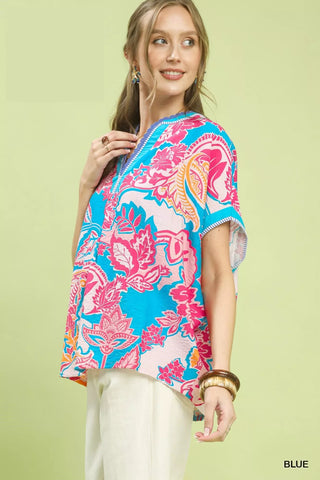 Umgee Abstract Print Oversized Top - Glamourous Grace