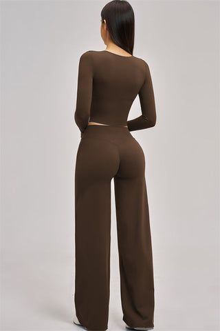 The Swoon Long Sleeve Crop top Flared Leggings 2-Piece Set