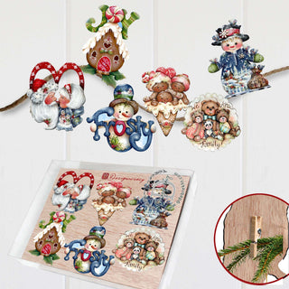 Merry Christmas  Clip-On Eco Wood Decorative Ornaments Set of 6 by Jamie Mills-Price - Christmas Decor - 8090136C-S6