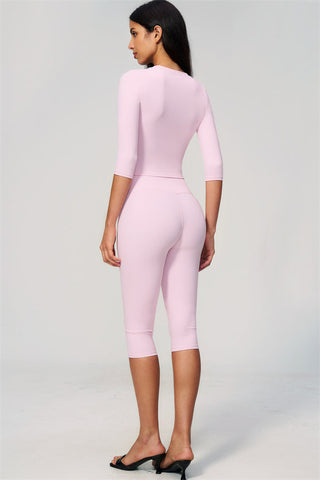 The Natalia Half-Sleeve Top Capri Leggings 2-Piece Set