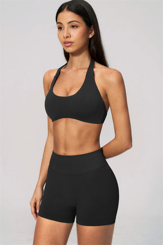 The Velvetine Halter Sports Bra Shorts 2-Piece Set