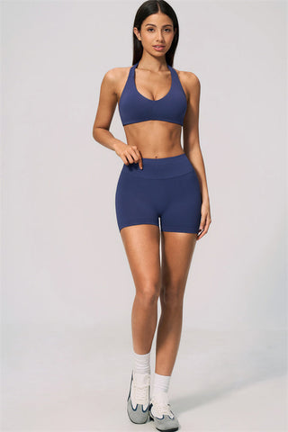 The Velvetine Halter Sports Bra Shorts 2-Piece Set