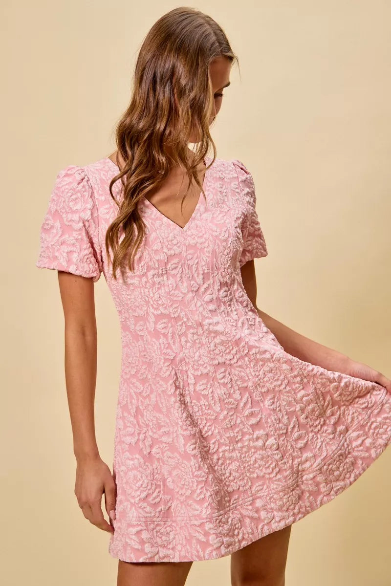SO ME Floral Jacquard Fit And Flare Daily Mini Dress (M) - Glamourous Grace