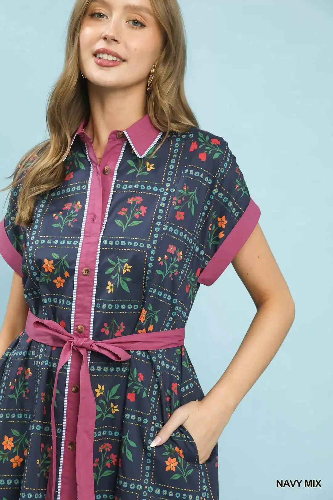 Umgee Mix Floral Button-Front Midi Dress - Glamourous Grace