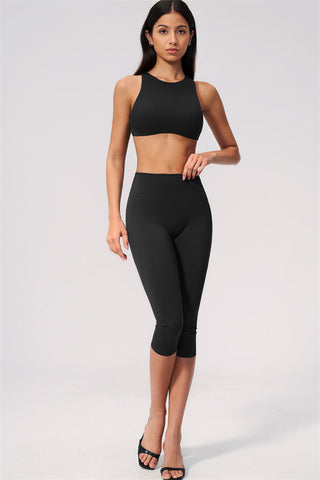 The Twirl Open Back Sports Bra Capri Leggings 2-Piece Set