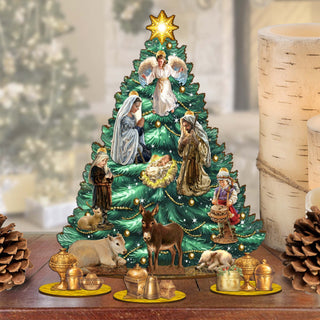 Story of Nativity Christmas Tree Eco Wood Set by D. Gelsinger Christmas Decor - 8091503-1-DG