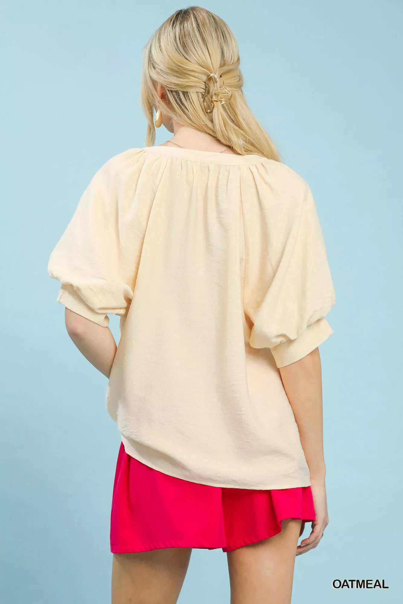 Umgee Embroidered Puff Sleeve Blouse - Glamourous Grace
