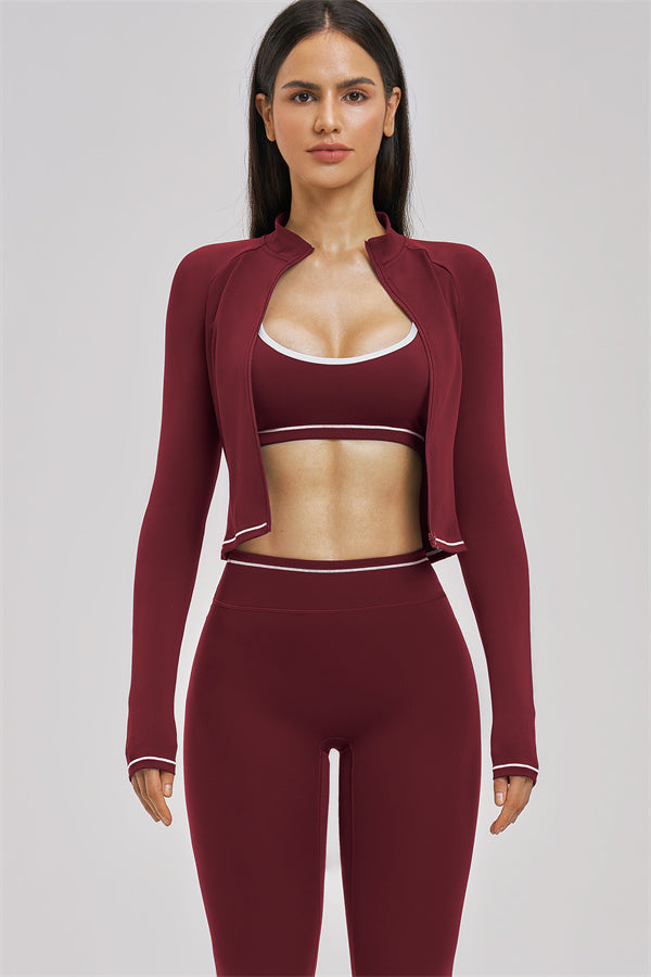 The Unbound Jacket Sports Bra Leggings 3-Piece Set - Glamourous Grace