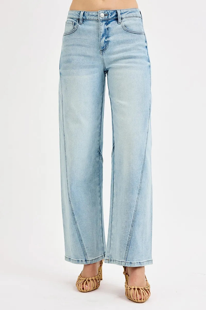 RISEN Mid Rise Fit Barrel Jeans