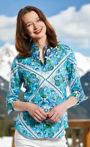 Rome Shirt 3/4 Sleeves 70's Print Shirt - Glamourous Grace