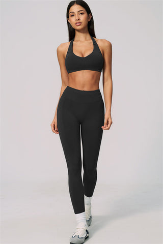 The Velvetine Halter Sports Bra Leggings 2-Piece Set