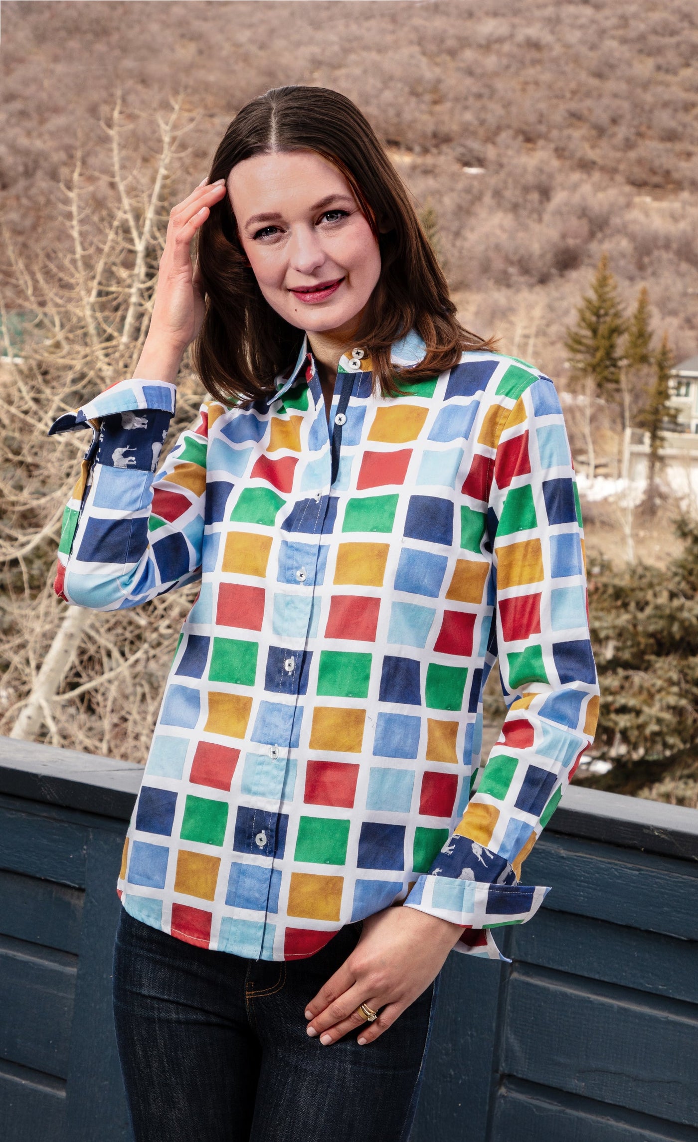 Rome Shirt Multi Colored Boxes - Glamourous Grace