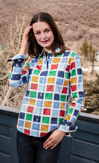 Rome Shirt Multi Colored Boxes - Glamourous Grace