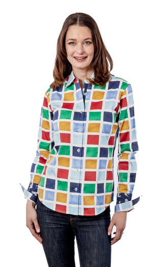 Rome Shirt Multi Colored Boxes - Glamourous Grace
