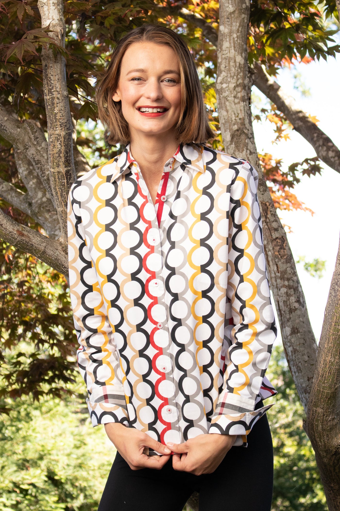 Rome Shirt Fall Colors in Olympic Ring Print - Glamourous Grace