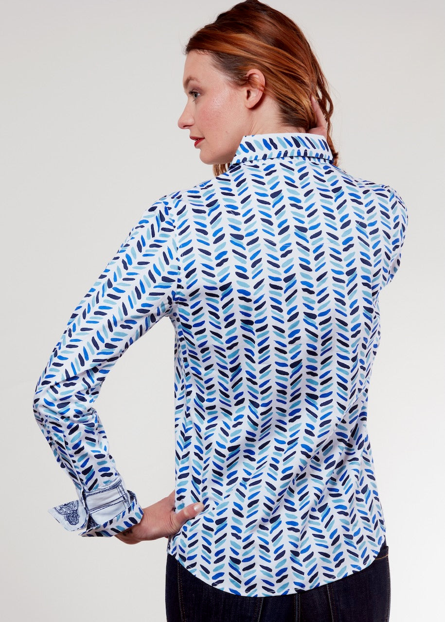 Rome Shirt Blue Cross Hatch Design - Glamourous Grace