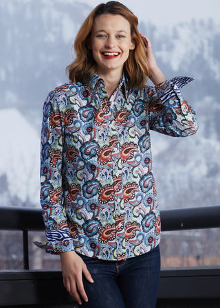 Rome Shirt Blue Paisley - Glamourous Grace