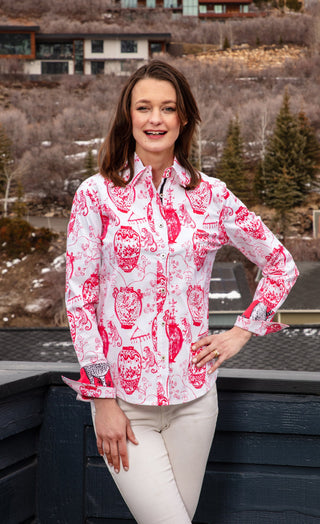 Rome Shirt Pink White Chin - Glamourous Grace