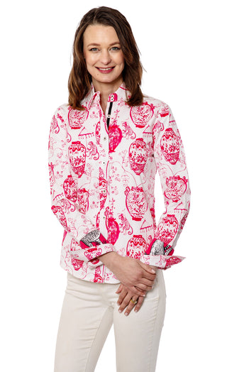 Rome Shirt Pink White Chin - Glamourous Grace