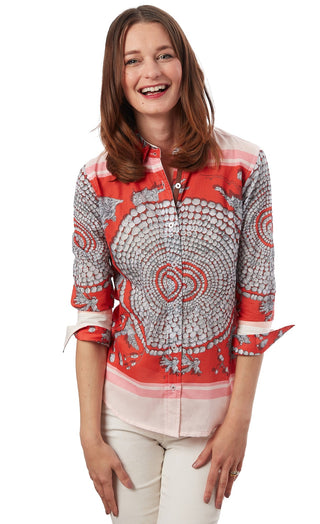 Rome 3/4 Sleeve Coral Print - Glamourous Grace