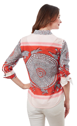 Rome 3/4 Sleeve Coral Print - Glamourous Grace